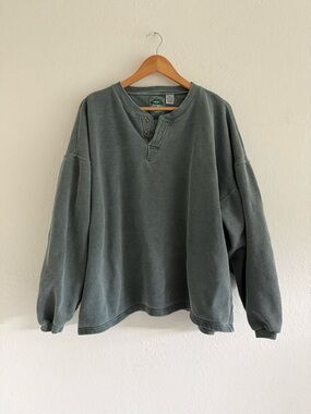 Vintage Men's Forest Green Henley Sweatshirt